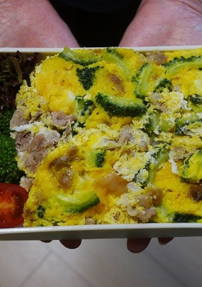 レンジで簡単★ゴーヤと豚肉の卵とじ丼弁当-レシピのメイン写真