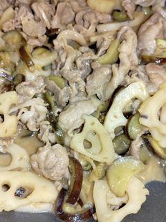 豚肉と蓮根茄子の胡麻だれ炒め-レシピのメイン写真