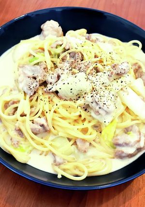 豚こまと白菜のクリームパスタ-レシピのメイン写真