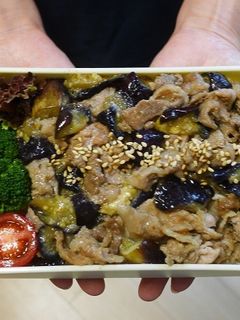 電子レンジで簡単★なすと豚肉の丼弁当-レシピのメイン写真
