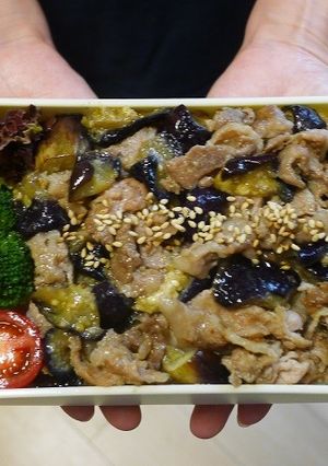 電子レンジで簡単★なすと豚肉の丼弁当-レシピのメイン写真