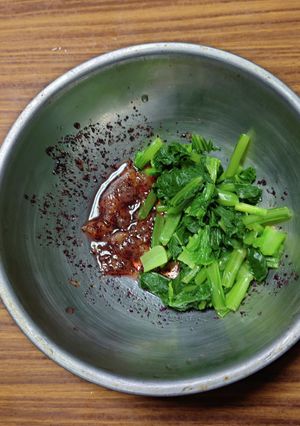 ヨウサマの減塩おやじの病院食小松菜梅浸し-レシピのメイン写真