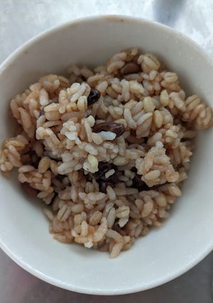 もち麦ごはんお赤飯風　圧力なべ時短レシピ-レシピのメイン写真