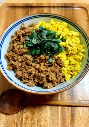 Vegan 大豆ミートそぼろ丼♡-レシピのメイン写真