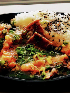 豚バラヒレチキンステーキ大蒜葱塩若布餡-レシピのメイン写真