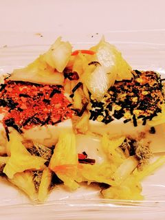 “白菜漬物のり玉すき焼きふりかけ奴豆腐”-レシピのメイン写真