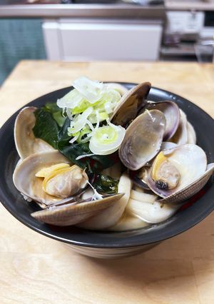 あっさり☆あさりのワカメ入り出汁うどん-レシピのメイン写真