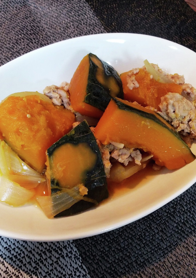 レンジで簡単ひき肉と南瓜の煮物-レシピのメイン写真