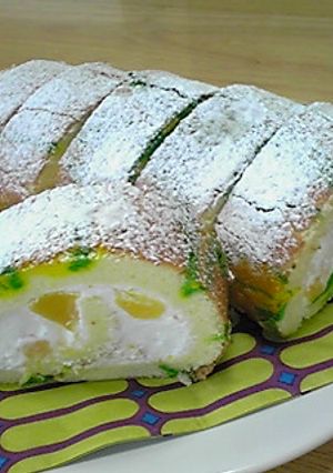 黄桃たっぷり！！米粉ロールケーキ(^^♪-レシピのメイン写真