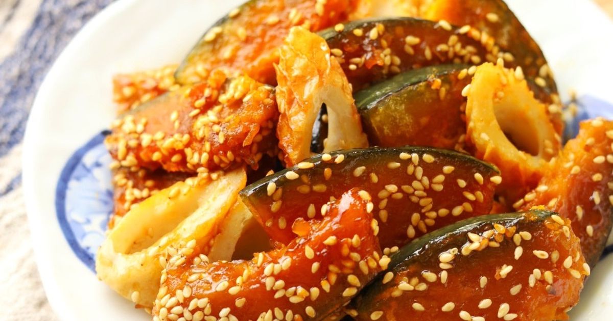 ごままみれ！かぼちゃとちくわの甘辛炒め by 二階堂まなみ