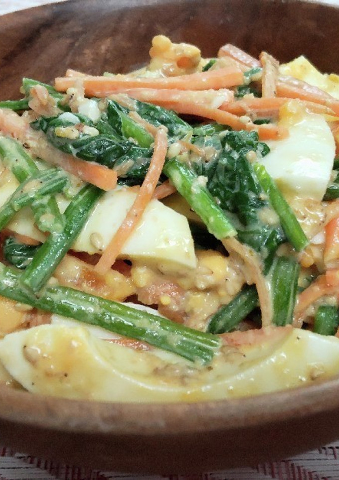 温野菜♪卵とほうれん草の胡麻マヨ-レシピのメイン写真