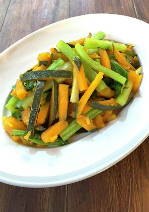 しょうが入り!かぼちゃとセロリのきんぴら-レシピのメイン写真