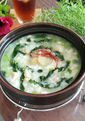 アジアン粥☆旨塩鶏胸肉と小松菜の中華粥-レシピのメイン写真