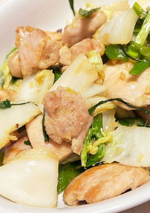 鶏肉と白菜の姜葱醤炒め-レシピのメイン写真