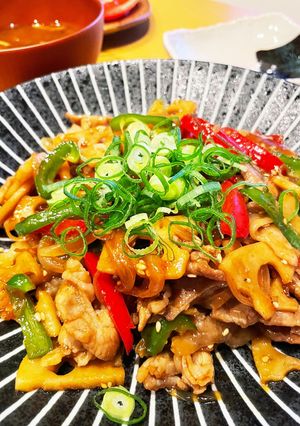 蓮根と豚肉の甘辛炒め-レシピのメイン写真