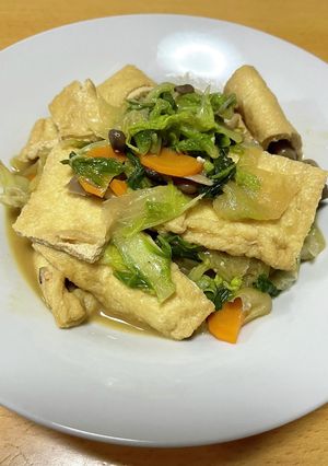 味噌炒め(薄揚げ、白菜、しめじ、人参)-レシピのメイン写真