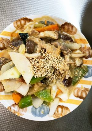 簡単きな粉梅照り味豚こま大根青椒肉絲風-レシピのメイン写真