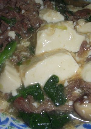 菜の花と牛肉の豆腐オイスター煮-レシピのメイン写真