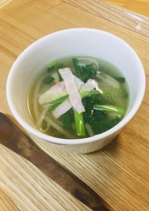 給食の「にらともやしのスープ」♡簡単5分-レシピのメイン写真
