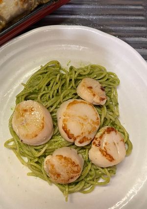 ほたてと春菊のジェノベーゼ-レシピのメイン写真