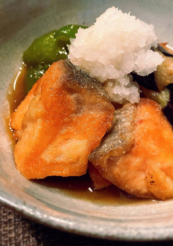 鮭と茄子の揚げ浸し おろしのせ-レシピのメイン写真
