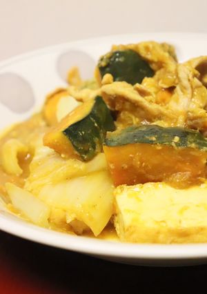美味♪豚肉白菜かぼちゃ厚揚げのカレー風味-レシピのメイン写真