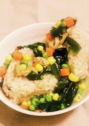 松茸お吸い物餡かけ若布Mixベジおにぎり-レシピのメイン写真