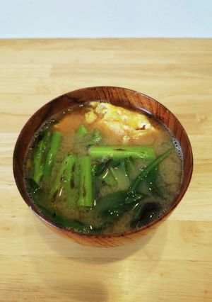 アスパラ菜と卵焼きの味噌汁-レシピのメイン写真
