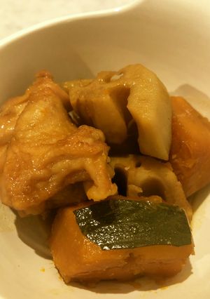 かぼちゃと蓮根の煮物-レシピのメイン写真
