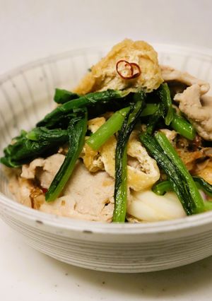 美味♪簡単♪かぶ菜と豚肉と油揚げの炒め煮-レシピのメイン写真