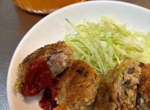 豚こま肉でお肉ゴロゴロ揚げないメンチカツ-レシピのメイン写真