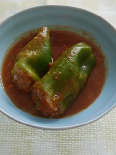 パッククッキング★丸ごとピーマンの肉詰め-レシピのメイン写真