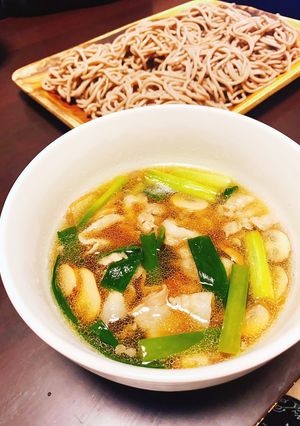 豚ネギとマッシュルームのつけ蕎麦-レシピのメイン写真