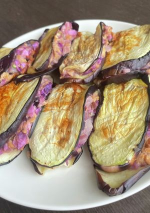 低糖質餃子★紫キャベツの茄子はさみ焼き-レシピのメイン写真