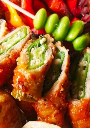 夏の夕食♪サクサク韓国オクラ豚バラ巻き♪副菜-レシピのメイン写真