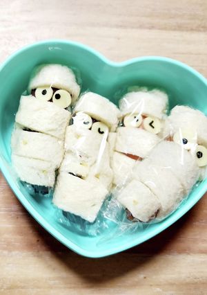 ミイラロールサンド♪キャラ弁ハロウィンも-レシピのメイン写真