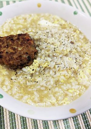 節約飯♡ハンバーグ焼いた肉汁で旨味粥-レシピのメイン写真
