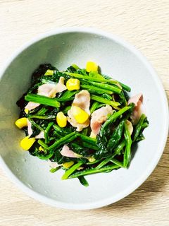 ほうれん草とベーコンのめんつゆバター炒め-レシピのメイン写真