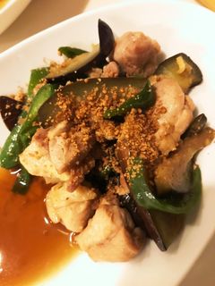茄子ピーマン鶏モモ肉の甘辛煮-レシピのメイン写真
