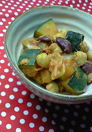 お豆とカボチャの炒め煮トマト風味-レシピのメイン写真