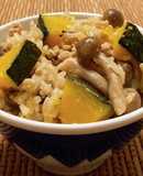 かぼちゃときのこの炊き込みご飯