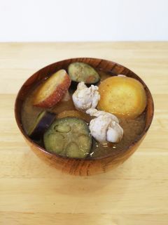 さつまいもとなすのかんたん味噌汁-レシピのメイン写真