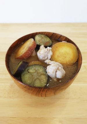 さつまいもとなすのかんたん味噌汁-レシピのメイン写真