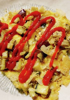 茄子と玉ねぎのシンプルオープンオムレツ-レシピのメイン写真