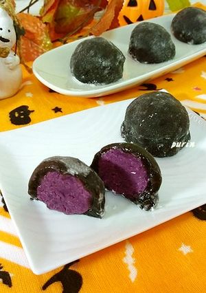 黒ゴマと紫芋の求肥饅頭-レシピのメイン写真