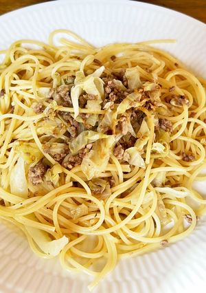 キャベツと挽肉とゴマのパスタ-レシピのメイン写真