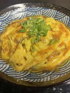 鶏そぼろと茄子の天津飯+かつお節餡かけ-レシピのメイン写真