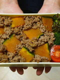 電子レンジ簡単★かぼちゃとひき肉の丼弁当-レシピのメイン写真