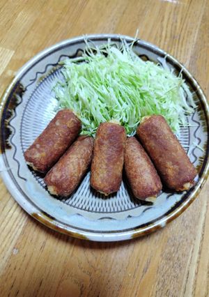 ポテト肉巻きと千切りキャベツ-レシピのメイン写真