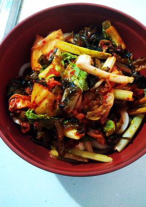 高菜炒めキムチ菜っ葉のうどん-レシピのメイン写真